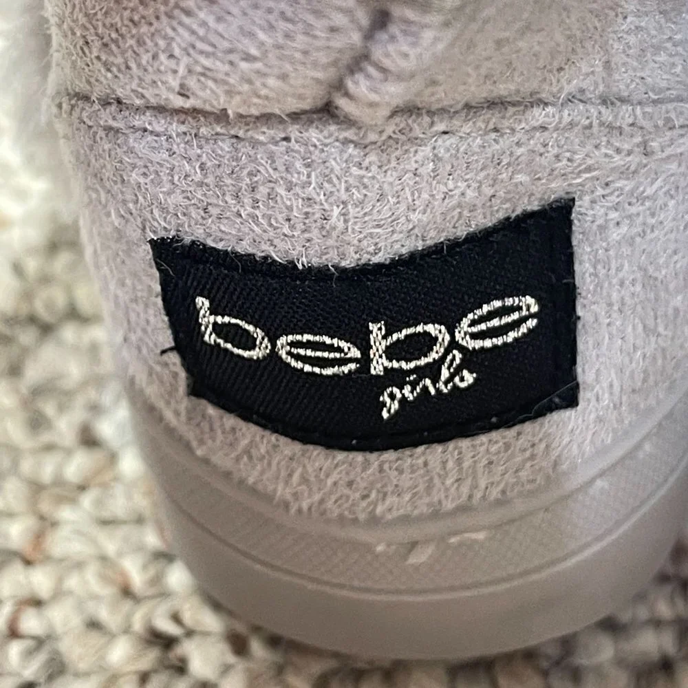 Bebe Girls Toddler Grey Suede Ribbon Pom Pom Snow Boots Grey Size 5